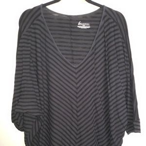 Lane Bryant Black Striped half sleeved blouse